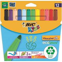 BIC Kids Visacolor Extra Large Felt Tip Pens Assorted Colours (Pack 12