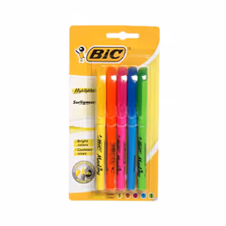 BiC Brightly Coloured Highlighter Pen Set Medium Nib Assorted Colours Pack Of 5