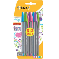 BIC Cristal Large Fashion Colours Blue, Green, Pink, Purple Stick ballpoint pen 8 pc(s)