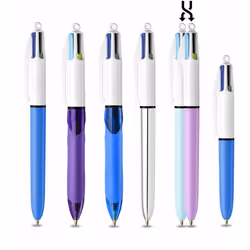 BIC 4 Colours Assorted Ballpoint Pens Medium Point (1.0 mm), Lot of 6 pens