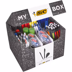 My BIC Box Stationery Gift Set and Variety Pack - Box of 124 Essential Stationary Products in Convenient Box for Home Office ...