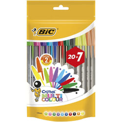BIC Cristal Multi Colour Black, Blue, Green, Orange, Pink, Purple, Red, Yellow Stick ballpoint pen Bold 27 pc(s)