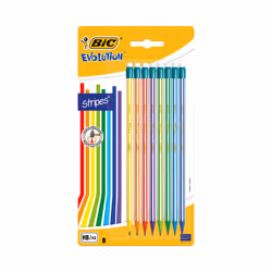 BIC Evolution Stripes, HB, Multicolour, Hexagonal, 175 mm, Blister, 8 pc(s)