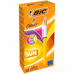 BIC 4 Colours Sun Sunny Yellow Barrel Ballpoint Pen 1.0mm Tip 0.32mm L