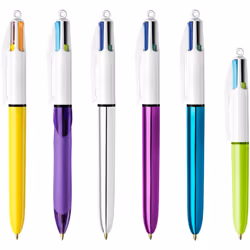 BIC 4 Colours Black, Blue, Cyan, Green, Light Green, Orange, Pink, Purple, Red, Yellow Clip-on retractable ballpoint pen Medium 6 pc(s)