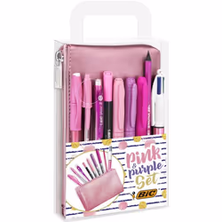 BIC Pink & Purple Party Set, Ballpoint pen, Mechanical pencil, Pink, Pink, 0.7 mm, Plastic case