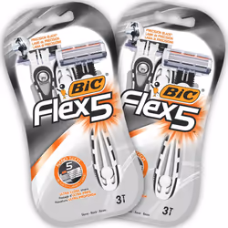 Flex 5, Men's 5-Blade Razors with Moveable Blades for a Close Shave, Solid Control, Pack of 6