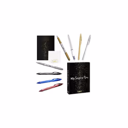 BIC My Surprise Box Gift Set of 14 Writing Products, 4 Ballpoint Pens/ 5 Metallic Felt-Tip Pens/ 5 Gel Pens, 1 Repositionable Pad and 1 A5 Notebo - Additional view 5
