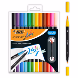 BIC Intensity Dual Tip, Black, Blue, Brown, Green, Light Blue, Light Green, Orange, Pink, Purple, Red, Violet, Yellow, Black, ...
