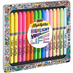 BIC 992733, 15 pc(s), Blue, Green, Orange, Pink, Purple, Yellow, Blue, Green, Orange, Yellow, Pink, Purple, Rubber, Round, Wa ...