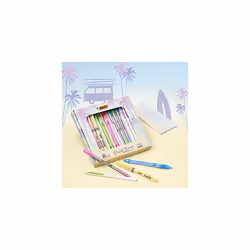 Pastel Dream Kit - 3 Gel Pens/4 Felt Writing Pens/4 Highlighter Pastel Pens/4 Ball Pens/1 Notepad - Gift Box of 16, turquoise - Additional view 2