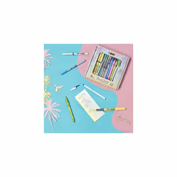 Pastel Dream Kit - 3 Gel Pens/4 Felt Writing Pens/4 Highlighter Pastel Pens/4 Ball Pens/1 Notepad - Gift Box of 16, turquoise - Additional view 4