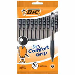 BIC BU3 Comfort Grip - Retractable Ball Pens - 10 Black