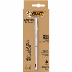 BIC Cristal Renew, Clip, Stick ballpoint pen, Refillable, Black, 1 pc(s)