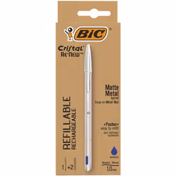 BIC Cristal Renew, Clip, Stick ballpoint pen, Refillable, Blue, 1 pc(s)