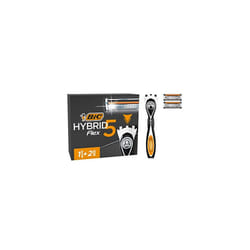 BIC Hybrid 5 Flex Refillable Men's Razor Kit, Handle and Nano-Tech Titanium 5-Blade Refills - Box of 1+2