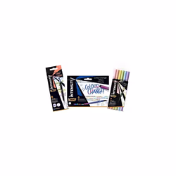 Intensity 2-in-1 Colour Changing Pen Set with Dual Brush and Dual Tip Highlighter Pens - 3 Packs of 6, Multicolor, (503935)