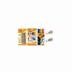 Colourful Set with Mini Pocket Mouse Correction Tapes, Cristal Multicolour Ball Pens, Highlighter Grip Pens, and Intensity Du ...