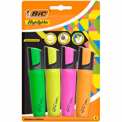 The Bic Marking Highlighter Flat comes in 4 ultra-fluorescent colours: yellow. pink. green and orange. Water-based ink. The c ...