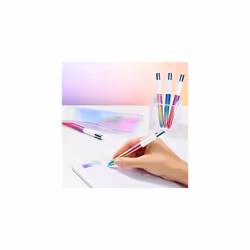 4 Colours Shine and Gradient Retractable Ball Pens Medium Point (1.00 mm) in Metallic Silver, Gold, Pink, Rose Gold, and Gradient Pastel - Pack of 5