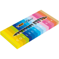 4 Colours Special Collection of 15 Ball Pens Medium Points (1.00 mm) and Wide Point (1.6 mm) - Assorted Ink Colours, Box of 15