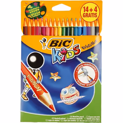 BIC Kids Evolution ECOlutions Colouring Pencils - Assorted Colours, Cardboard Wallet of 18