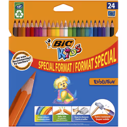 BiC Kids Evolution Ecolutions Colouring Pencils - Multi-Coloured, Value Pack of 18 (Plus 6 Free)