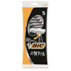 Disposable Metal Razors by BIC - Single-Blade Stainless Steel Shaver for Men * Safe Shaving * 1 Pack of 5-Count. Perfect for Traveling, Gym, or Quick