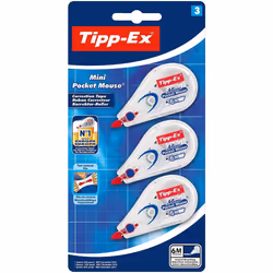 Tipp-Ex Mini Pocket Long Correction Extra Tear-Resistant Tapes - Pack of 3 - Easy To Use - High-Quality - 6 metres