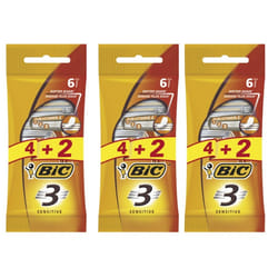 Pack of 18 BIC 3 Sensitive Men's Triple-Blade Sensitive Razors With Aloe Vera