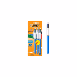BIC 4 Colours Original, Retractable Ballpoint Pens, Ideal for School, Medium Point (1.0mm), Multi-coloured, Pack of 3