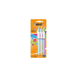4 Colours Fun Retractable Ballpoint Pens with Four Ink Colours and Medium Point 10 mm Pack of 3