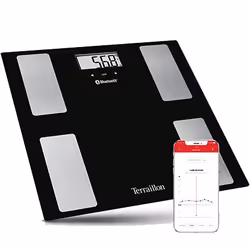 Terraillon Web Coach Move, Electronic personal scale, 180 kg, 100 g, Black, kg, Square