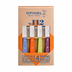 Opinel N°112, Locking blade knife, Camper/scout, Clip point, Stainless steel, Wood, Blue, Green, Orange, Purple