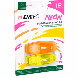 Emtec C410 Neon USB flash drive 16 GB USB Type-A 2.0 Orange, Yellow