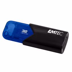 Emtec B110 Click Easy 3.2, 32 GB, USB Type-A, 3.2 Gen 2 (3.1 Gen 2), 20 MB/s, Slide, Black, Blue