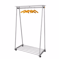Alba Oslo Mobile Garment Rack Silver Grey and White Wood - Supplied Wi