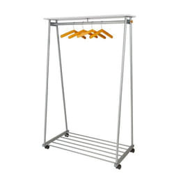 Alba Oslo Mobile Garment Rack Silver Grey and White Wood - Supplied Wi
