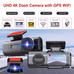 New Dual Lens 4K Driving Recorder Mini Camera GPS Wifi 24-Hour Parking with 1080P Rear View Camera Night Vision Black Box Car on-boa - 4K Dashcam 128G
