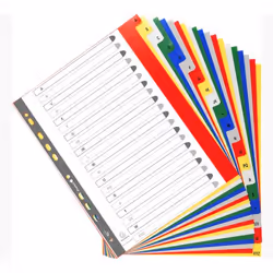The Exacompta indices are made from 1.2mm polypropylene. They are A4 maxi in size and are pre printed A to Z on 20 parts.They ...