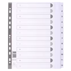 Guildhall Exacompta Index 1-12 A4 Extra Wide 160gsm Card White with Wh