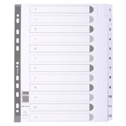 Guildhall Exacompta Index 1-12 A4 Extra Wide 160gsm Card White with Wh