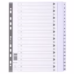 Guildhall Exacompta Index 1-20 A4 Extra Wide 160gsm Card White with Wh