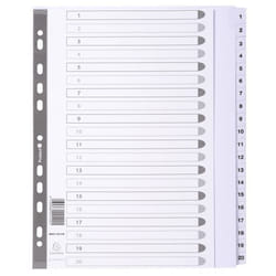 Guildhall Exacompta Index 1-20 A4 Extra Wide 160gsm Card White with Wh
