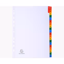 The Exacompta Indices are made from 160gsm white card with coloured reinforced plastic tabs. The indices are A4 in size and a ...