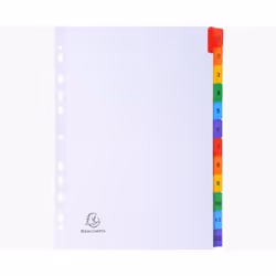The Exacompta Indices are made from 160gsm white card with coloured reinforced plastic tabs. The indices are A4 in size and a ...
