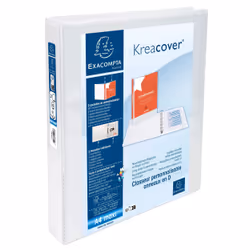 Exacompta Kreacover, A4, D-ring, Presentation, Cardboard, Polypropylene (PP), White, 230 sheets