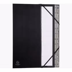 Exacompta 56090E, Alphabetic tab index, Black, Portrait, A4, 225 g/m², 253 mm