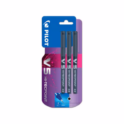 Pilot V5 Liquid Ink Rollerball Pen, 0.5 mm Tip - Black, Pack of 3
