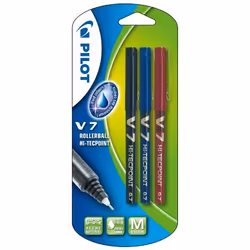 Pilot Hi-Tecpoint V7, Capped gel pen, Black, Blue, Red, Black, Blue, Red, Plastic, 0.7 mm, Blister